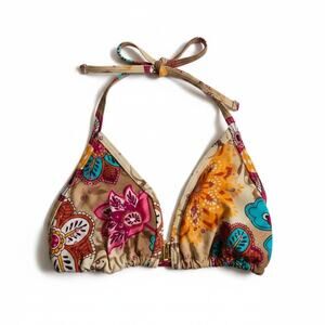Vintage Deadstock Y2k Newport News Floral Paisley Triangle Bikini Top Boho 12
